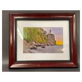 Split Rock Framed Lighthouse Cliff Artist Signed Landscape Photo