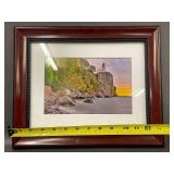 Split Rock Framed Lighthouse Cliff Artist Signed Landscape Photo