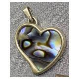 Mexican Heart-Shaped Abalone Shell Pendants Trio Sterling Silver 925