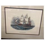 Massachusetts Framed Maritime Ship Artwork Collectible