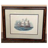 Massachusetts Framed Maritime Ship Artwork Collectible