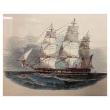 Massachusetts Framed Maritime Ship Artwork Collectible