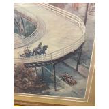 Edward Brewer Framed Artwork of Historical Hastings MN Spiral Bridge Scene - 25" x 21"