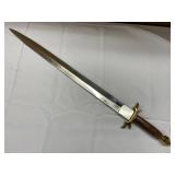 Antique Style Sword with Brass Guard and Wood Handle