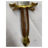 Antique Style Sword with Brass Guard and Wood Handle