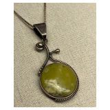 Sterling Silver 925 Necklace with Yellow Gemstone Pendant