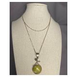 Sterling Silver 925 Necklace with Yellow Gemstone Pendant