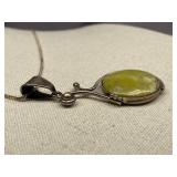 Sterling Silver 925 Necklace with Yellow Gemstone Pendant