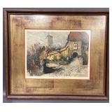 Vintage Framed Castle Artwork in Wooden Frame 18x16