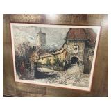 Vintage Framed Castle Artwork in Wooden Frame 18x16