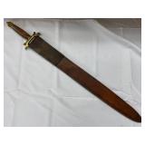 Antique Style Sword with Leather Sheath 33.5" Long