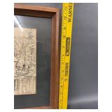 Framed Sketch of Covered Bridge, Rustic Art Piece