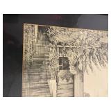 Framed Sketch of Covered Bridge, Rustic Art Piece