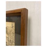 Framed Sketch of Covered Bridge, Rustic Art Piece