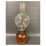 Vintage Good-Lite Oil Lamp with Glass Chimney and Wooden Base