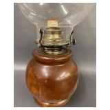 Vintage Good-Lite Oil Lamp with Glass Chimney and Wooden Base