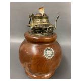 Vintage Good-Lite Oil Lamp with Glass Chimney and Wooden Base