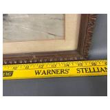 Vintage Pastoral Scene in Carved Wooden Frame - 12x16 Inches