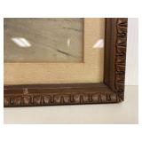 Vintage Pastoral Scene in Carved Wooden Frame - 12x16 Inches