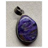 Charoite Stone Pendant 925 Sterling Silver
