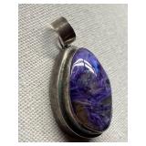 Charoite Stone Pendant 925 Sterling Silver