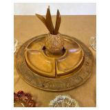 Vintage Condiment Serving Tray and Elegant Glassware Collection