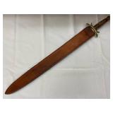 Vintage Decorative Sword with Leather Sheath