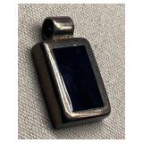 Sterling Silver 925 Rectangular Black Onyx Stone Pendant