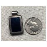 Sterling Silver 925 Rectangular Black Onyx Stone Pendant