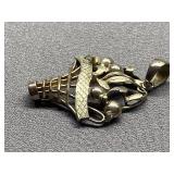 Vintage Sterling Silver 925 Basket of Berries Pendant, Intricate Design