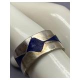 Sterling Silver 925 Ring with Lapis Lazuli Inlay Design Size 7.5