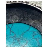 Sterling Silver 925 Oval Turquoise Pendant Necklace