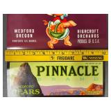 Vintage Piggy & Pinnacle Pears Labels Medford Oregon