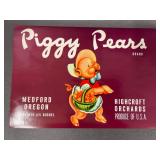 Vintage Piggy & Pinnacle Pears Labels Medford Oregon