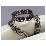 Vintage Sterling Silver Unique 925 Celtic Knot Rings Pair Unique Design