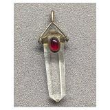 Sterling Silver Clear Crystal Pendant with Gemstone