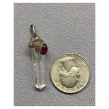 Sterling Silver Clear Crystal Pendant with Gemstone