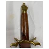 Decorative Sword with Leather Sheath and Brass Hilt