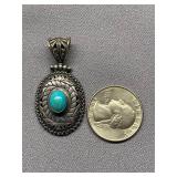 Sterling Silver Turquoise Pendant .925
