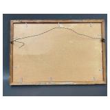 Vintage Winter Landscape Lithograph Framed Art