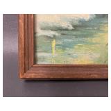 Vintage Winter Landscape Lithograph Framed Art