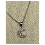 Sterling Silver 925 Moon Pendant Necklace