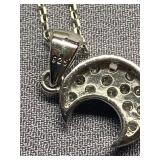 Sterling Silver 925 Moon Pendant Necklace