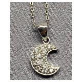 Sterling Silver 925 Moon Pendant Necklace
