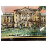 Antique University of Wisconsin Bascom Hall Reverse Glass Painting