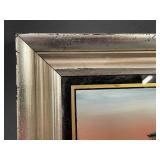 Antique University of Wisconsin Bascom Hall Reverse Glass Painting