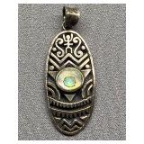 Sterling Silver 925 Tribal Pendant with Opal Stone