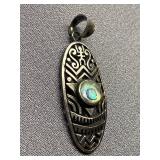 Sterling Silver 925 Tribal Pendant with Opal Stone