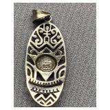 Sterling Silver 925 Tribal Pendant with Opal Stone