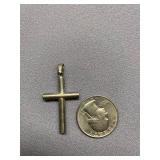 Sterling Silver 925 Cross Pendant with Blue Inlay